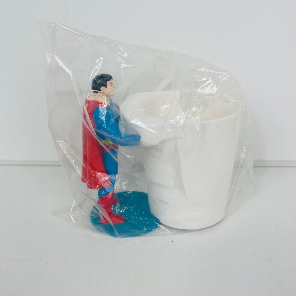 DC Comics Superman Cup Holder White Cup Vintage Superhero Blue Red Collectible